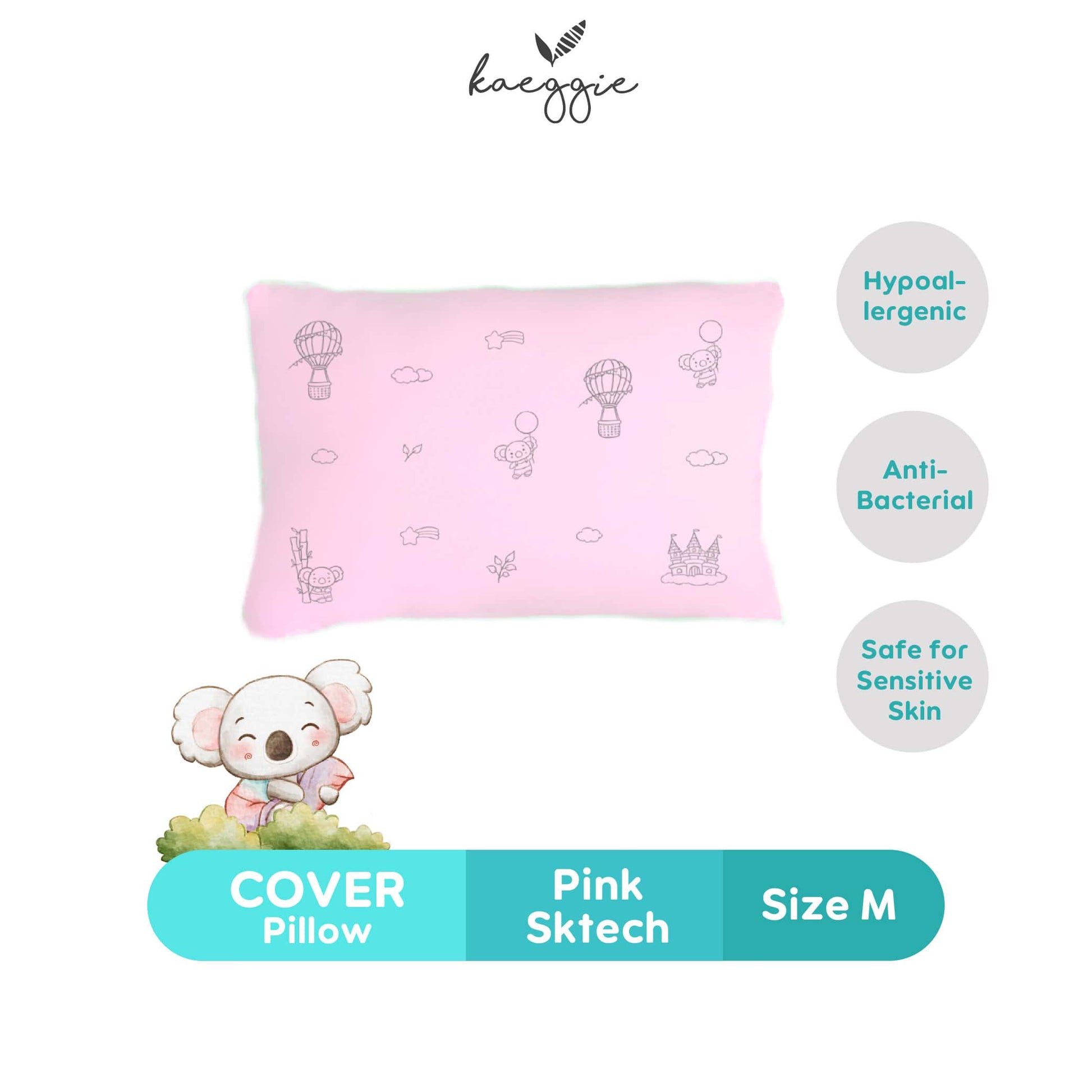 pink sketch pillow cover (M)