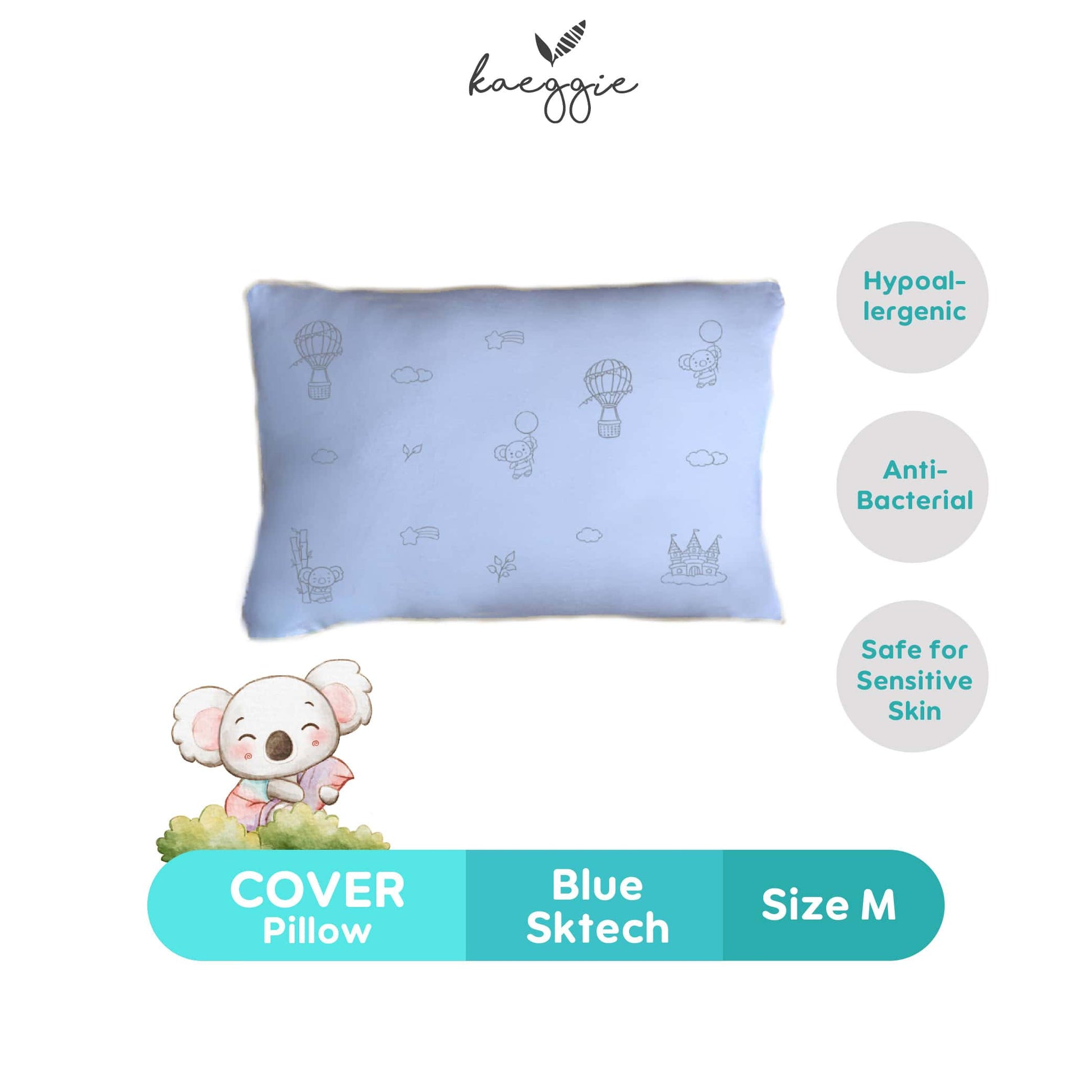 blue sketch pillow cover (M)