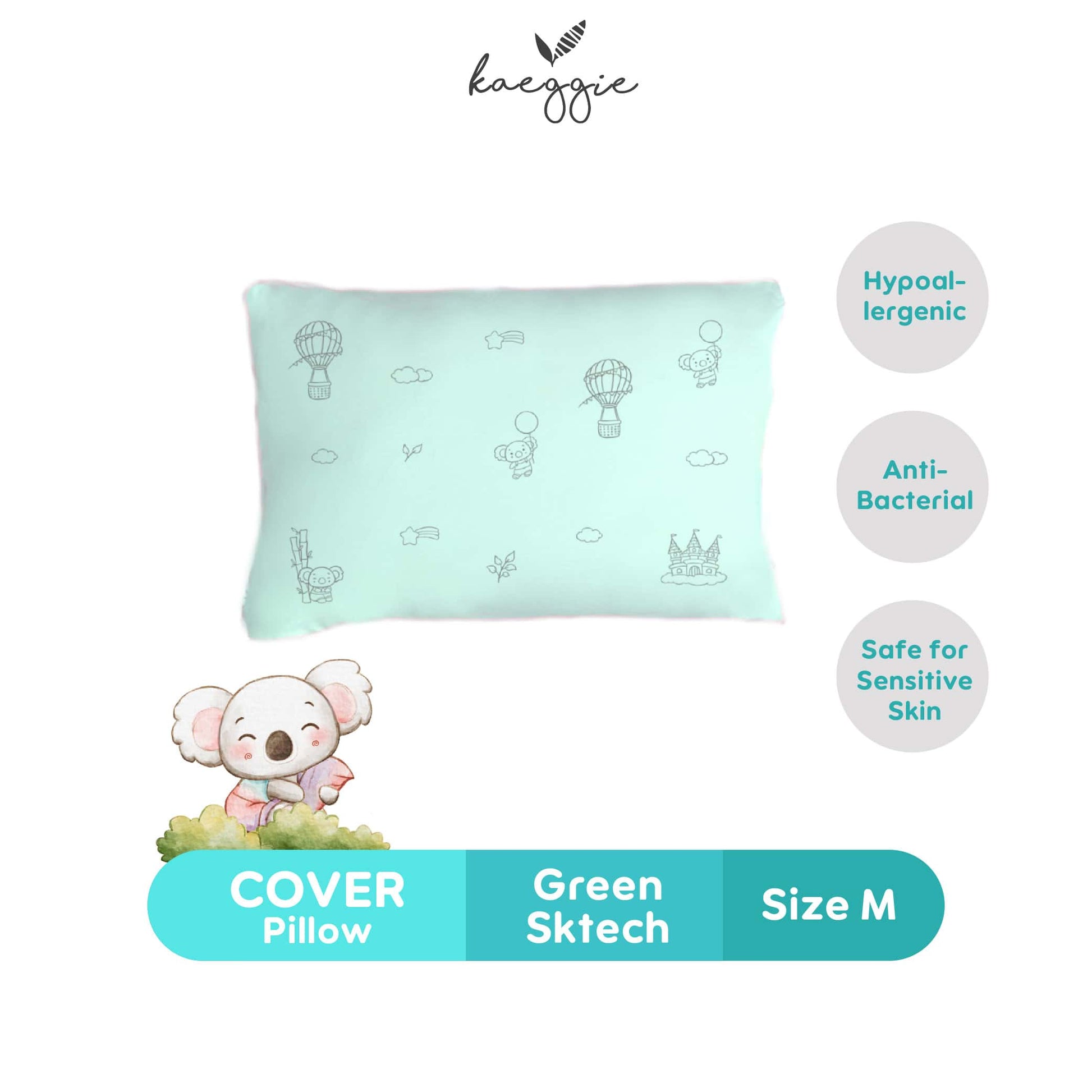 green sketch pillow cover (M)