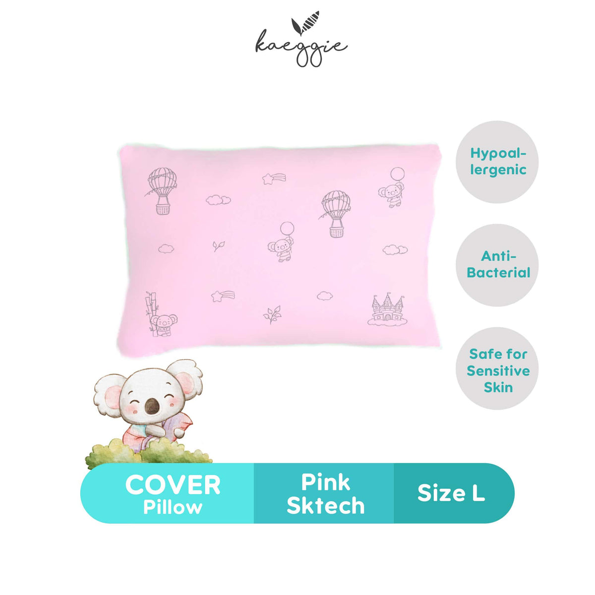 pink sketch pillow cover (L)