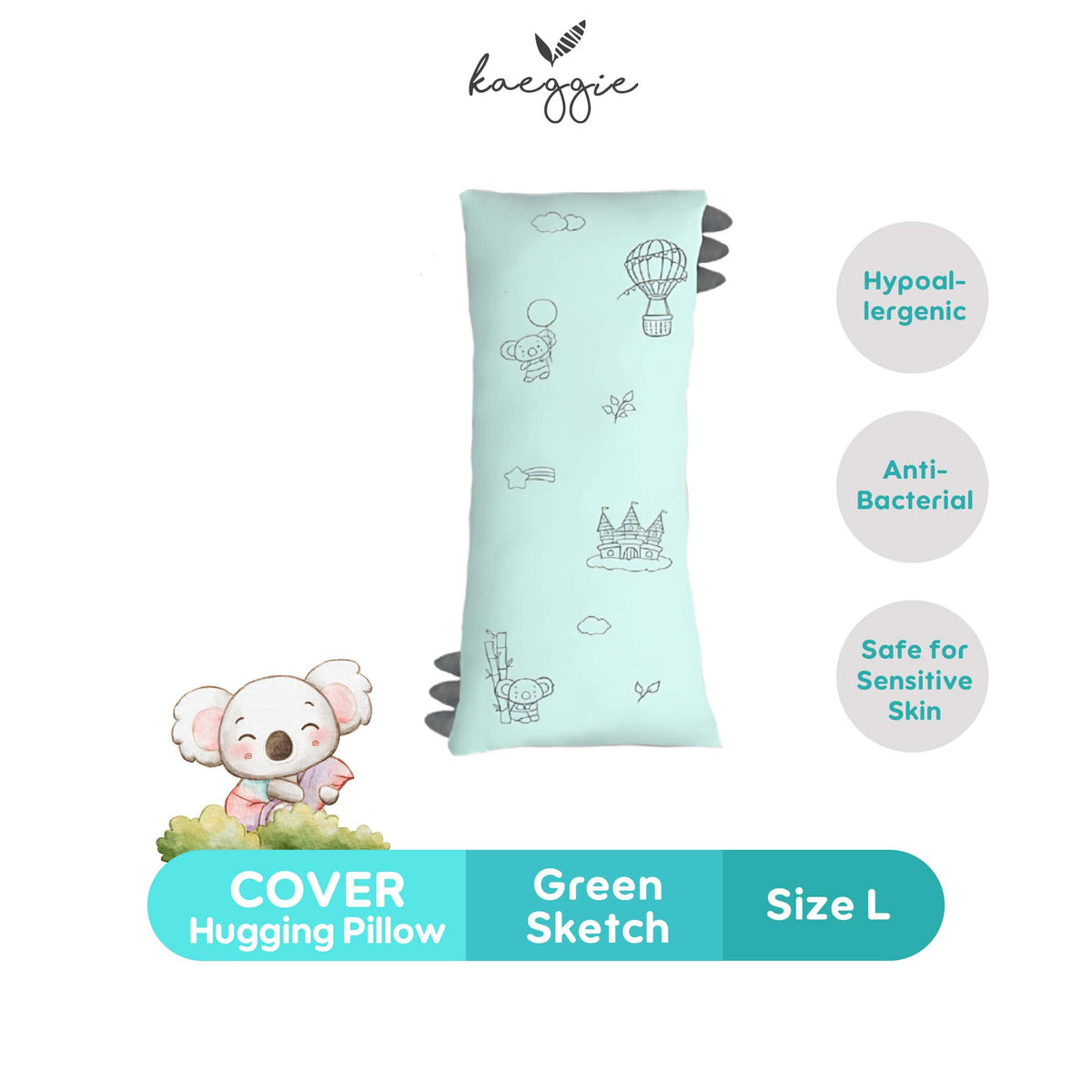 green sketch hugging pillow cover (L)