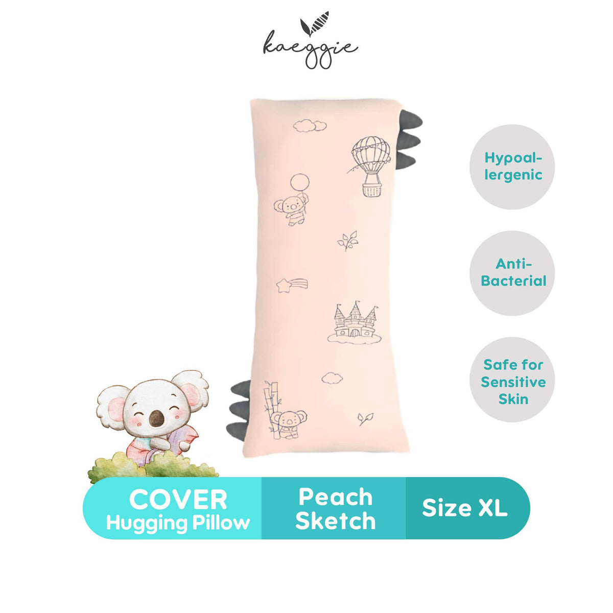 peach sketch hugging pillow cover (XL)