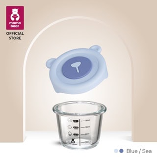 mamabear baby glass food storage jar blue