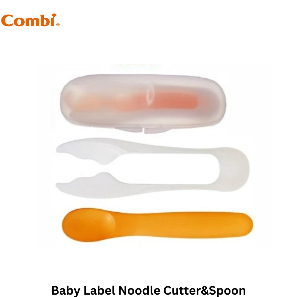 COMBI BABY LABEL NOODLE CUTTER & SPOON ORANGE (LA) #81015