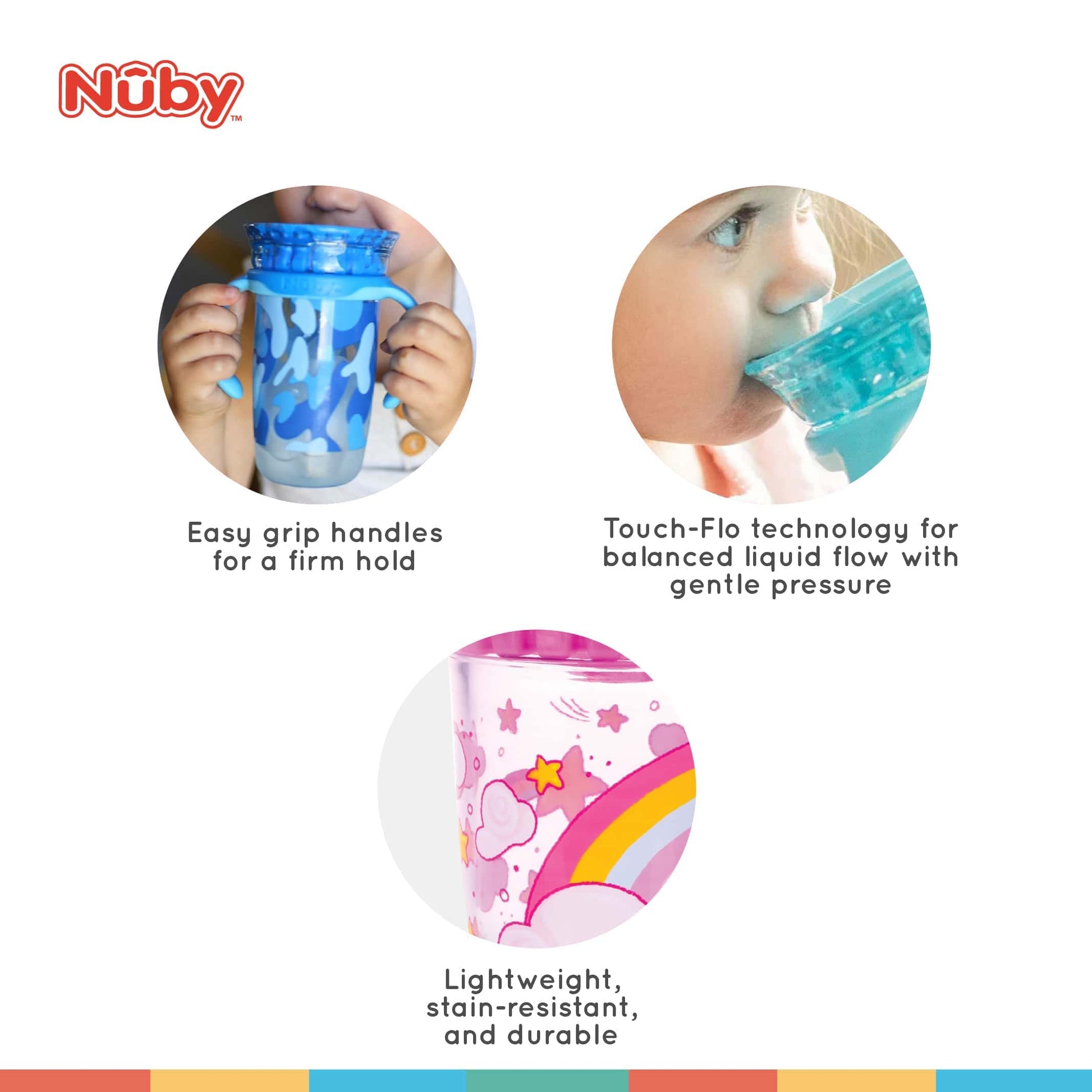 nuby 8oz/240ml 360° smart tritan cup with removeable handle