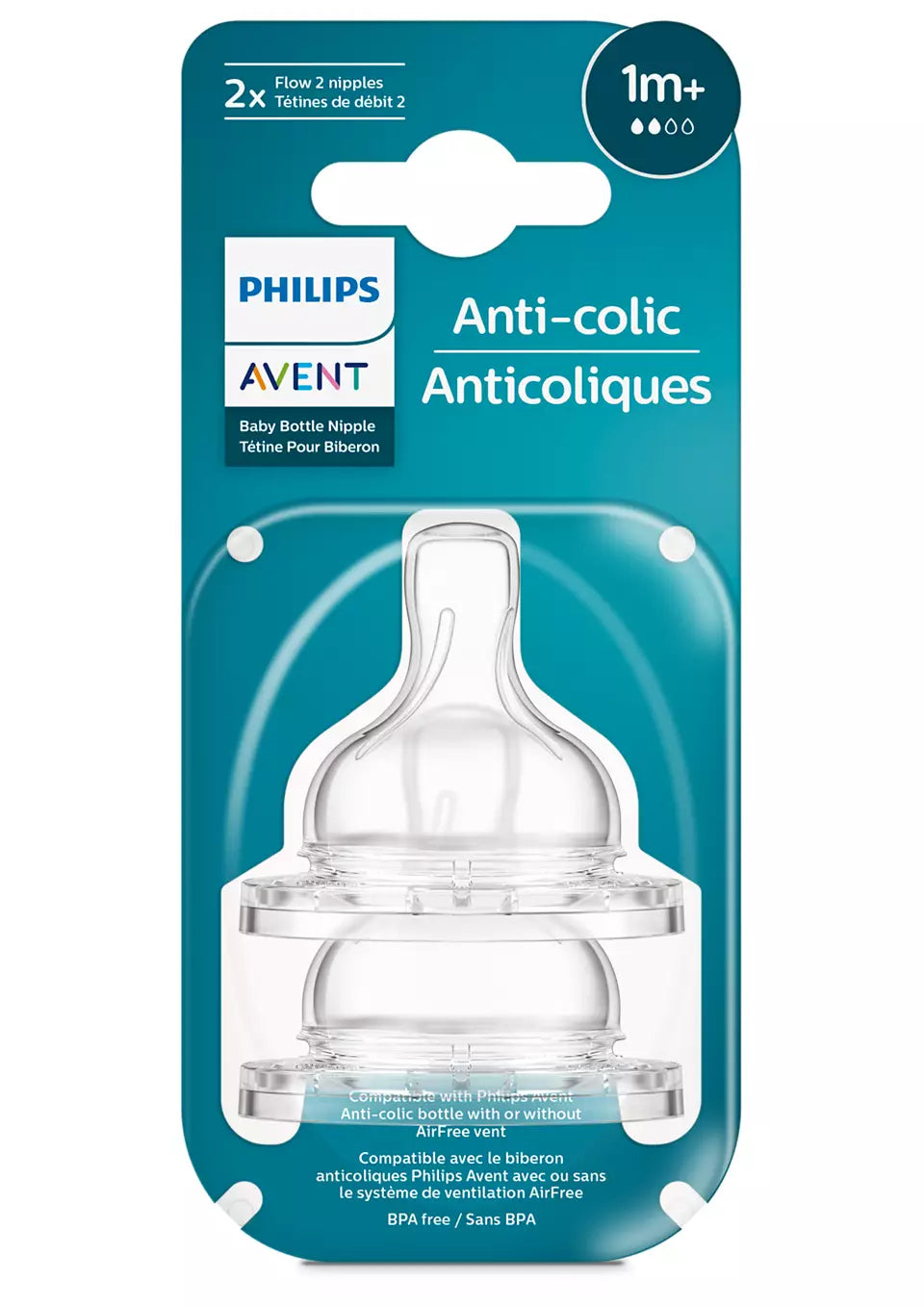 pa anti colic silicone teats 1m 2h scy76202(7)