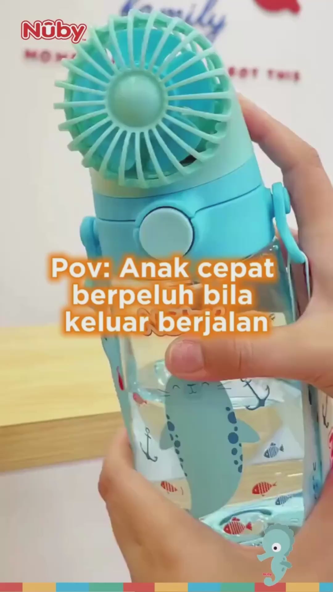 Nuby Tritan Fan Bottle | FREE Replacement Straw & Fan Cap