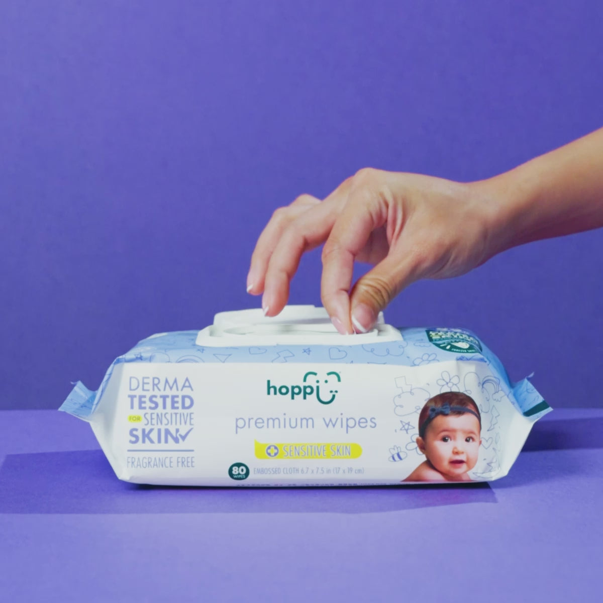 Hoppi 99% Premium Water Baby Wipes - 80 sheets - 3 in 1 Bundle Pack