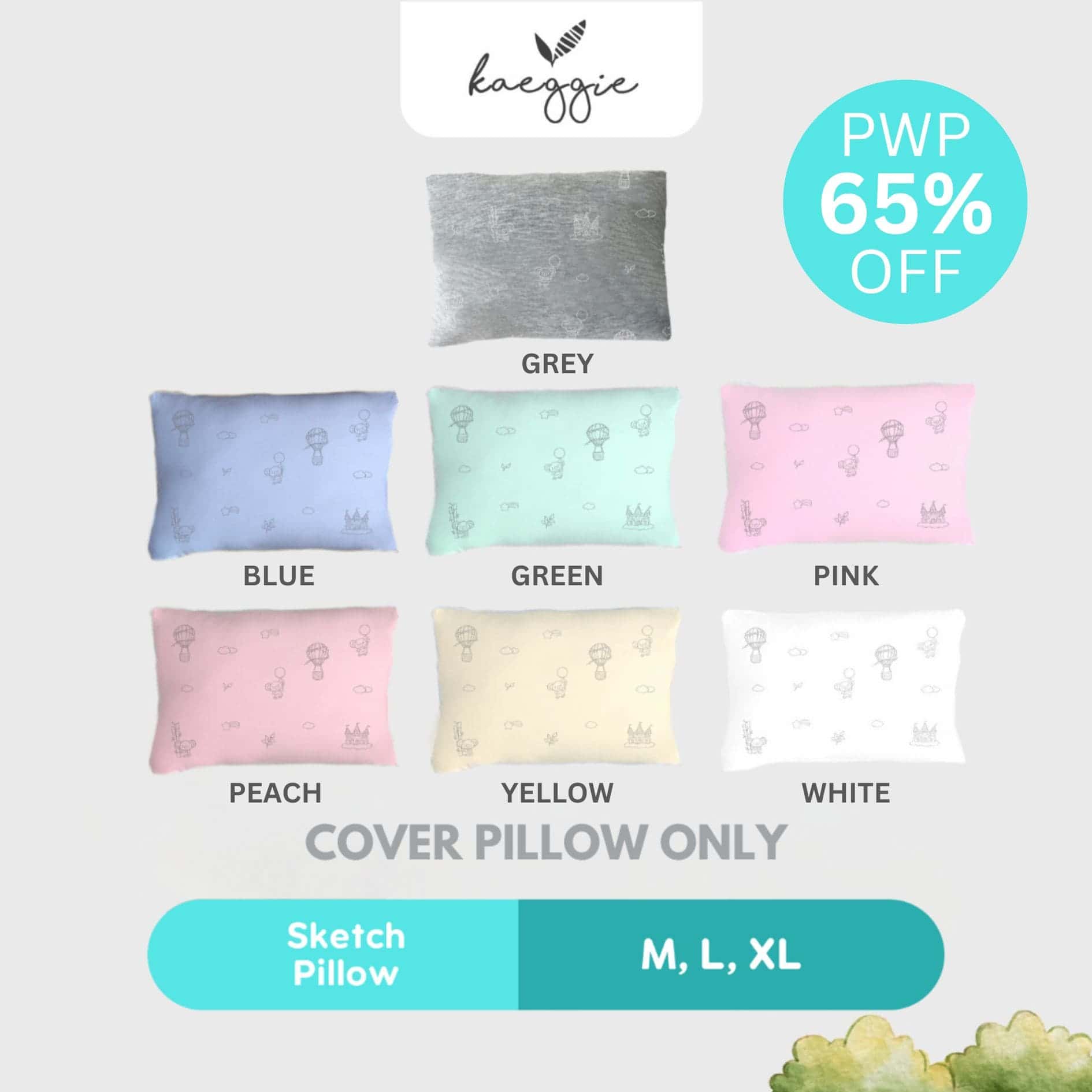 kaeggie signature pink sketch cover hugging pillow size medium (m)