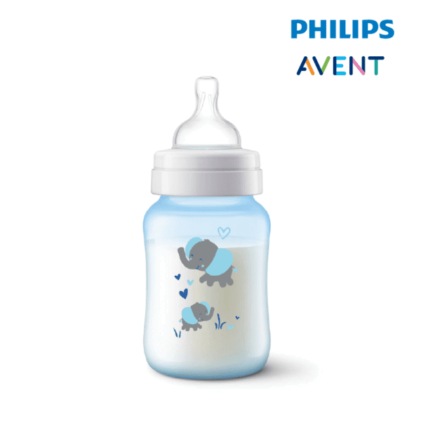 Astra Family Philips avent baby bottle with elephants on it.