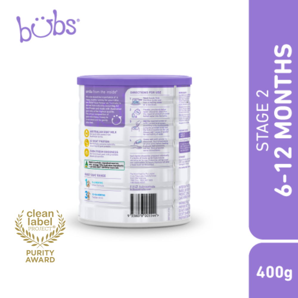 Astra Family Bob's Bubs Advanced Plus + Goat Follow-On Formula S2 400g baby food.