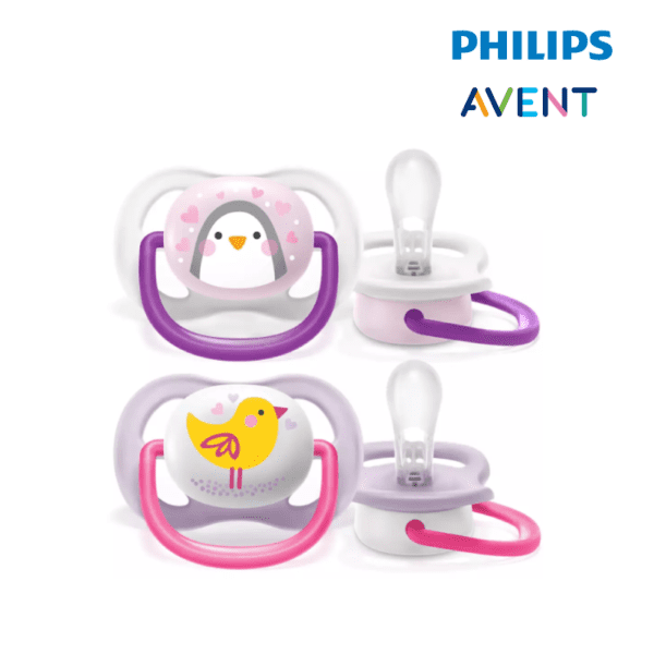 Astra Family Three philips avent pacifiers on a white background.