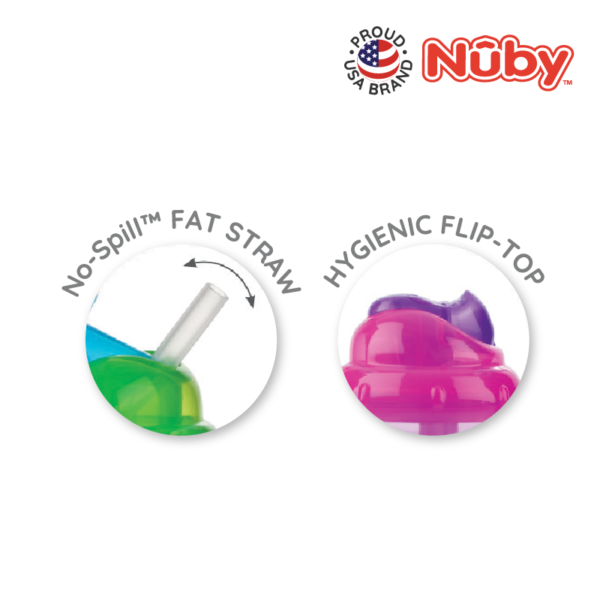 Astra Family Nuby - no spill - fat - genic flip top - pink product