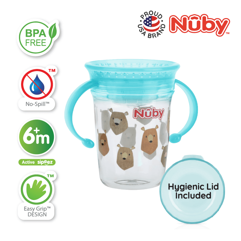 Astra Family Nuby hygienic cup with a bear on it.