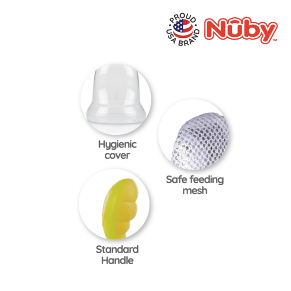 Astra Family The nuby baby pacifier is shown with different features.