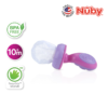 Astra Family A pink and purple baby toy with the words nuby on it.