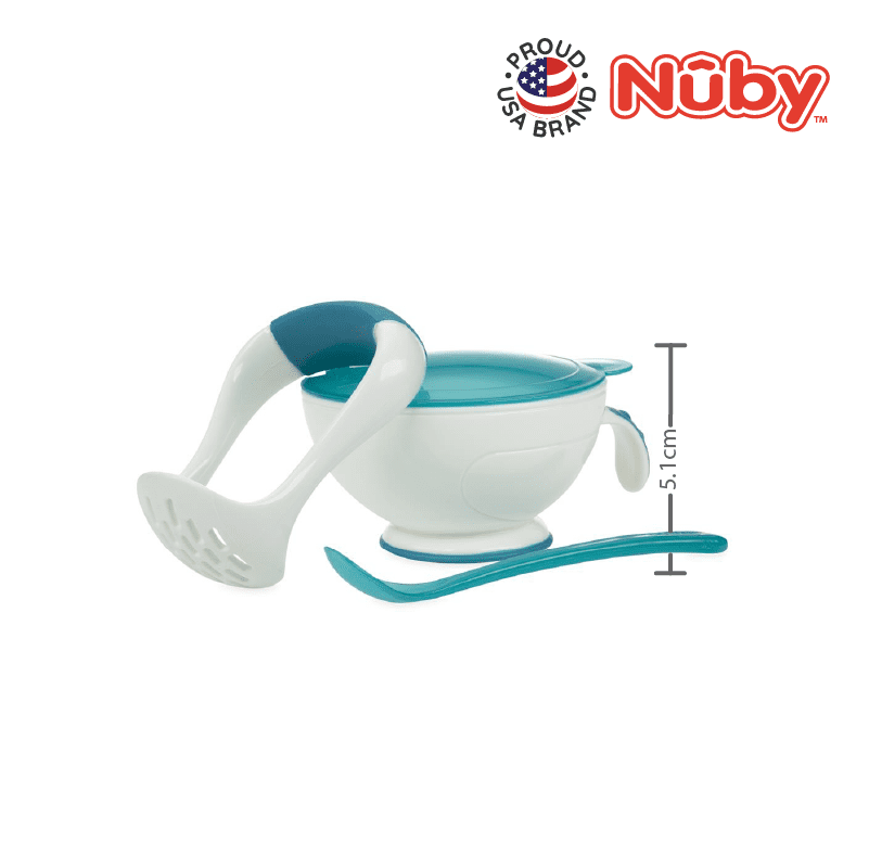 NB5435 Garden Fresh Mash N Feed Bowl with Lid Spoon and Food Masher 03