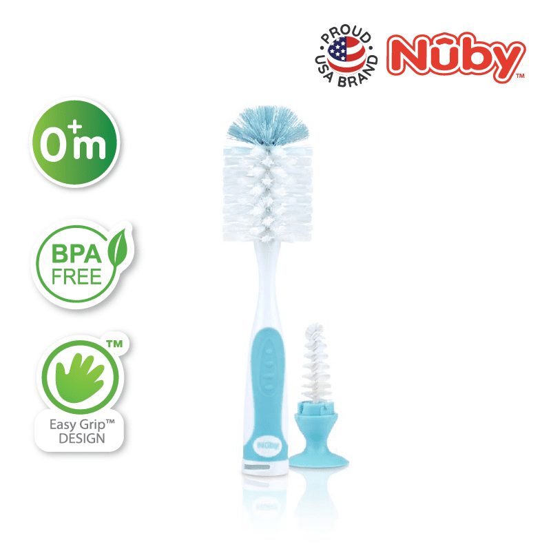 Astra Family A blue toothbrush with the words nuby on it.