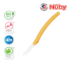 Astra Family A yellow toothbrush with the words nuby on it.