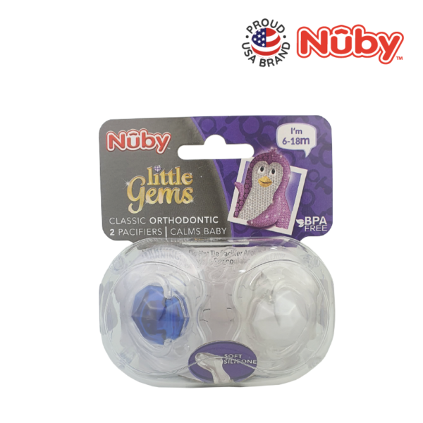 Astra Family Nubby Little Gems Pacifier With Orthodontic Silicone Baglet in a package.
