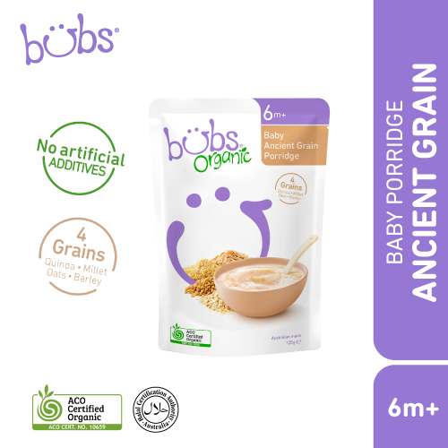 Astra Family Instant baby food option: Bubs Organics Baby Ancient Grain Porridge.