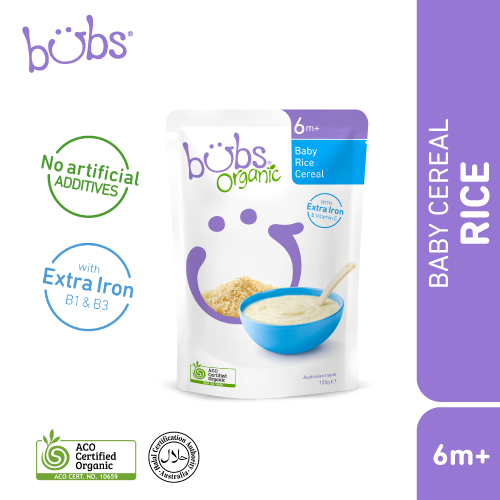 Astra Family Organic baby porridge - Bubs Organic Baby Banana Rice Cereal, 125g.