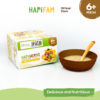 Astra Family A box with a spoon next to an instant baby cereal, HAPIHEROS Baby Cereal - Original.