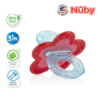 Astra Family A blue and red pacifier with the words Nuby on it.