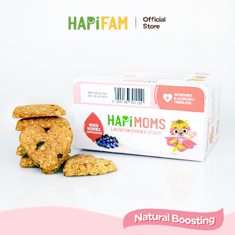 Astra Family A breast milk booster box of HAPIMOMS Lactation Cookies - Mixed Berries by Hapi Moms.