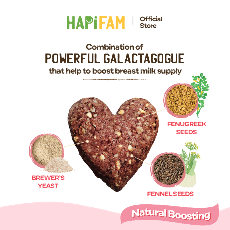 Astra Family A heart-shaped Hapi Moms lactation cookie - Brownie, made with a natural breast milk booster galactagogue and other powerful ingredients.