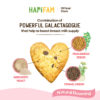 Astra Family A heart shaped breast milk booster cookie from Hapi Moms, with the words 'happyfam' on it.