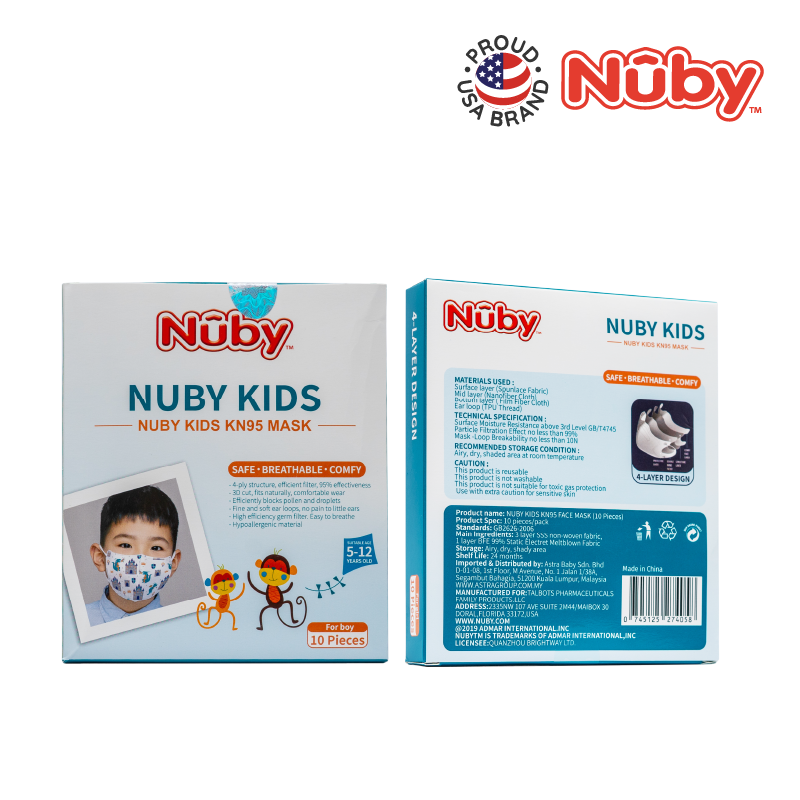 NB7404MB Nuby Kids 3D Mask 4 ply DRAGON Packaging