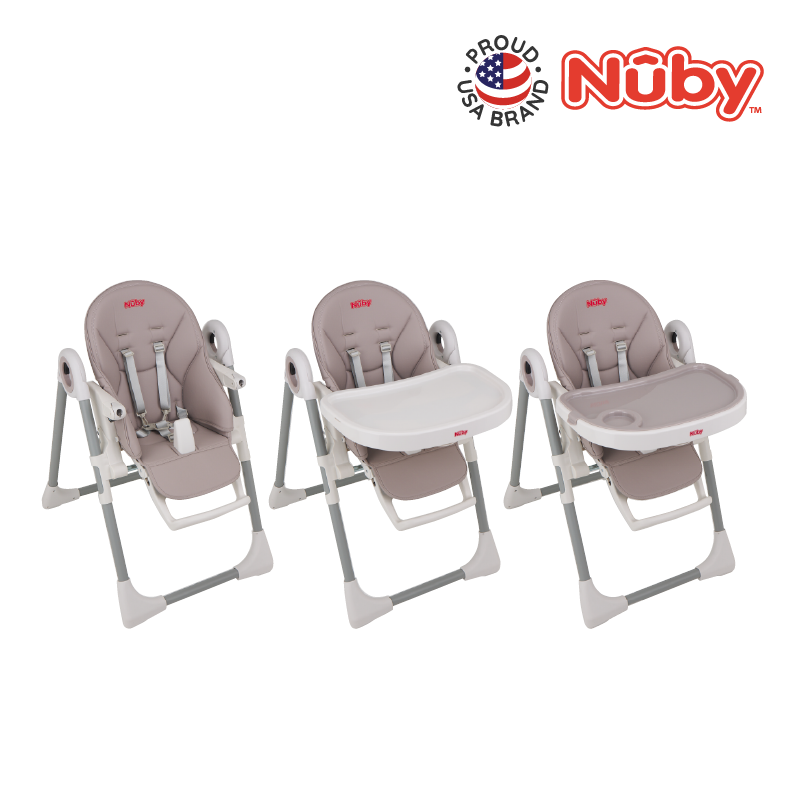 Astra Family Nuby high chair in grey and white.