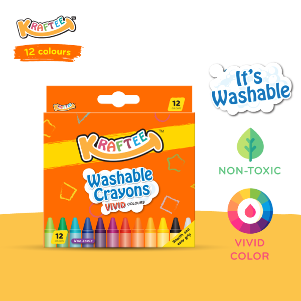 Astra Family KRAFTEE 12ct Washable Crayons - pack of 12 with washable paint.