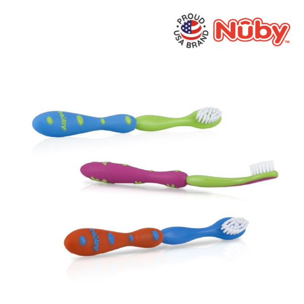 Astra Family A set of BPA-free Nuby Toothbrushes with bristles for baby tooth care.