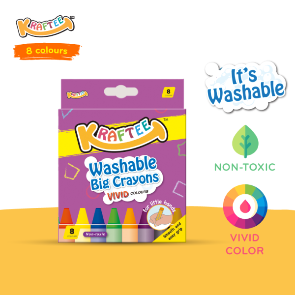 Astra Family A pack of washable crayons with different colors.