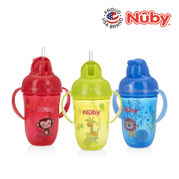 Astra Family Three Nuby Flip-It Cups with Handles in 270ml.