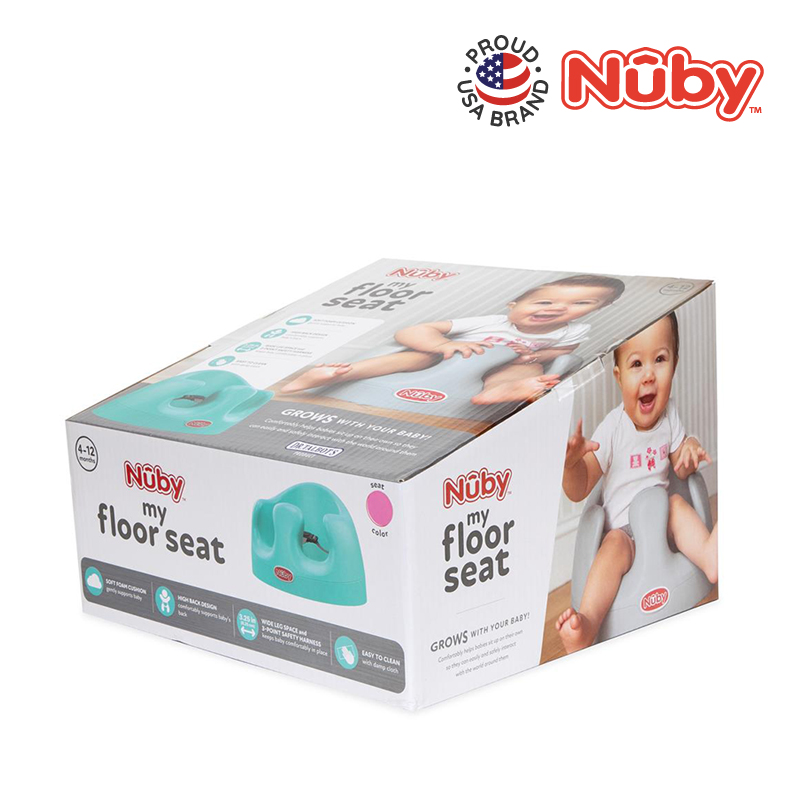 childhood Sorrow Visiting grandparents Nuby Floor Seat with Tray - Grey | Pink | Blue - AstraFamily