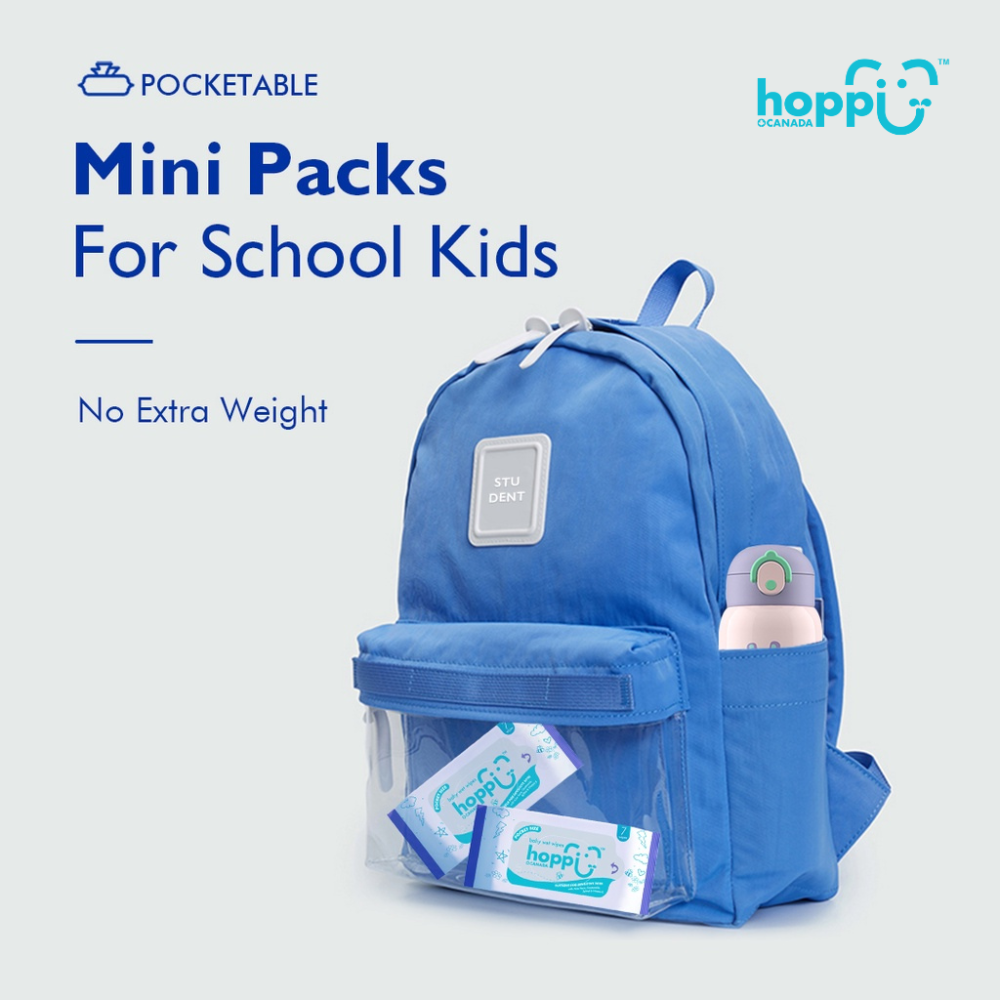 Astra Family Hoppi Baby Wet Wipes Mini, 8 Pack for school kids.
