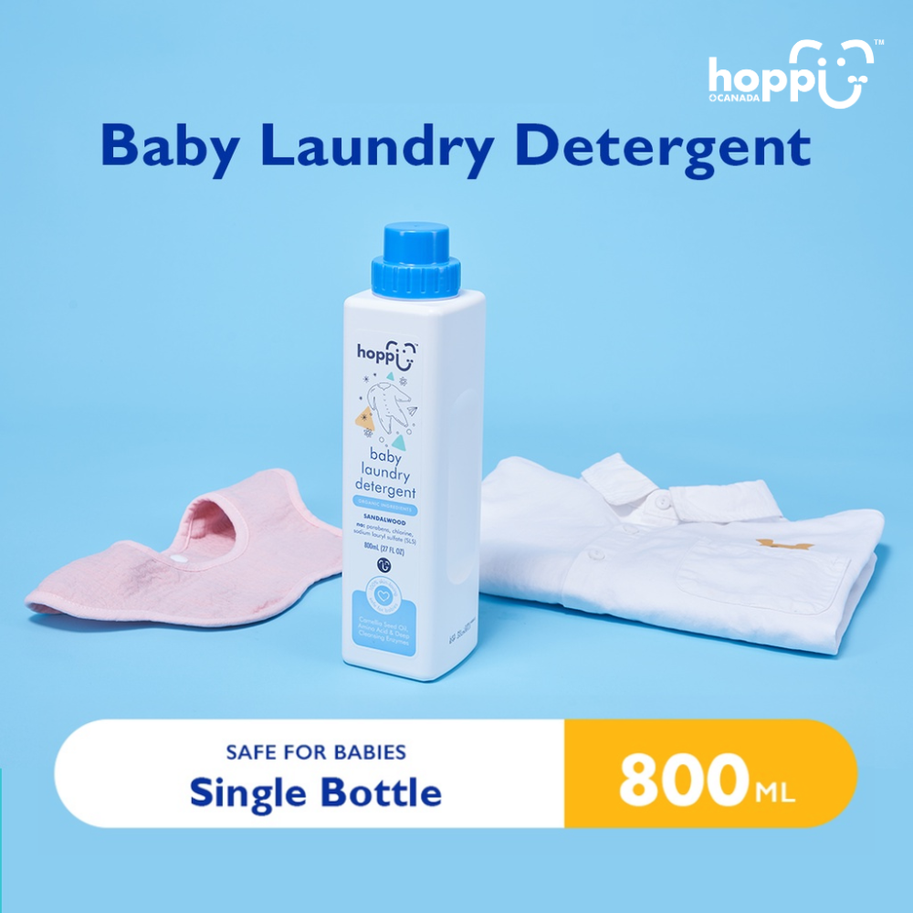 Astra Family Happy Hoppi Baby Laundry Detergent in an 800ml bottle.