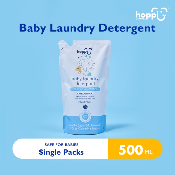 Astra Family Hoppi Baby Laundry Detergent (Refill pack) - organic detergent, 500ml single packs.