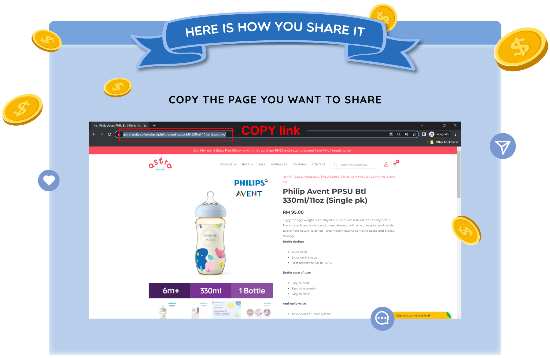Astra Family Earn by sharing the desired page.