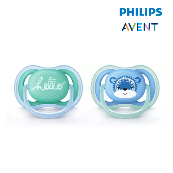 Astra Family Best baby soother: Philips Avent Berry Soother 6-18M Boy (Twin Pack) Hello/Bear with breathable design.
