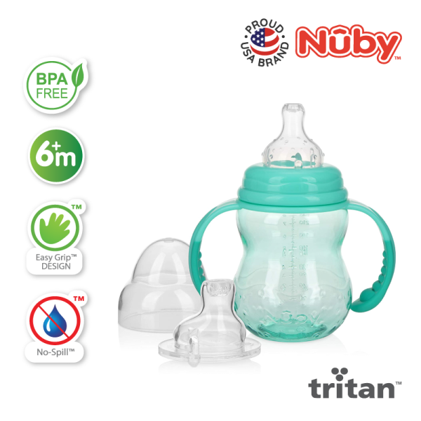 Astra Family Nuby 3 Stage Tritan WN 8oz/240ml Bottle with Handles for babies.