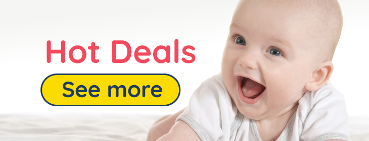 Astra Family A baby with the words hot deals see more.