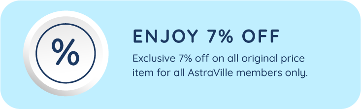 Astra Family In AstraVille, discover a sign offering 7% off original price items.