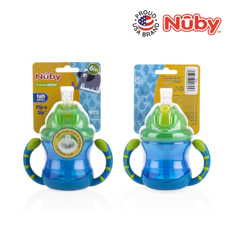 Nuby Flip N Sip Cup - Fat Straw 240ML/ 8OZ