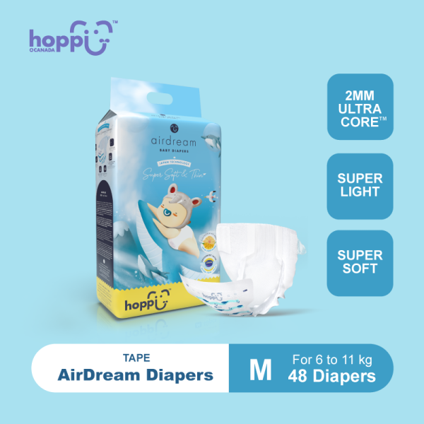 Hoppi Tape Diapers M - 48 pcs,Hoppi diaper,Diaper,thin breathable baby diapers