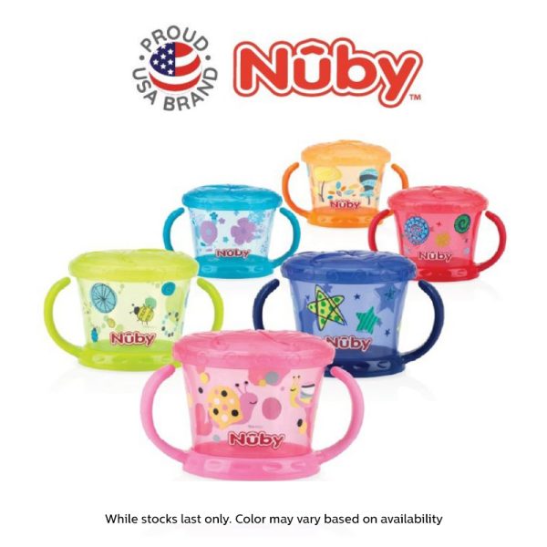 Astra Family A set of Nuby Pinpoint Snack Keeper (1pc) with the word Nuby prominently displayed on them.