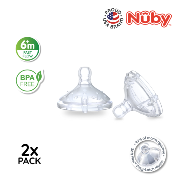Nuby Natural Touch Silicone Replacement Nipples -Medium Flow